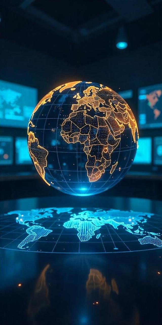 Digital globe representing global cybersecurity connectivity and protection